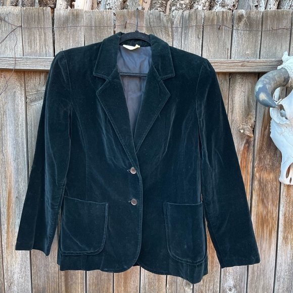 Cos Cob Vintage 1990s Black Velvet Blazer Size 9/10 - Picture 3 of 5